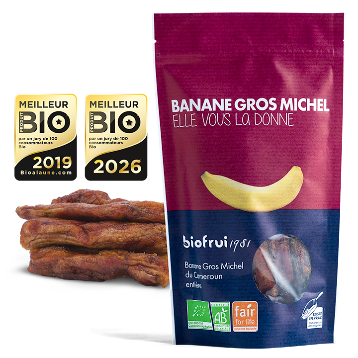 Bananes séchées et sachet